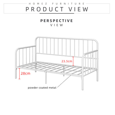 (Self Assembly) 6.4FT Day Bed / Pull Out Trundle Bed Frame Powder Coat Metal Black White-0045/0046