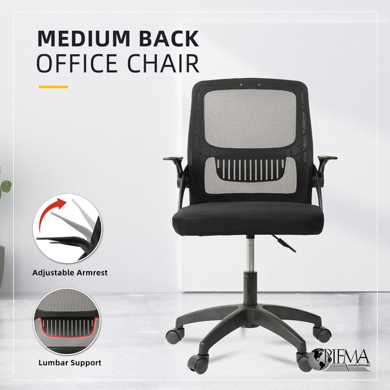 HomeZ Office Chair Ergonomic Chair Executive Mesh High back / Medium Back Chair/with legrest - Black