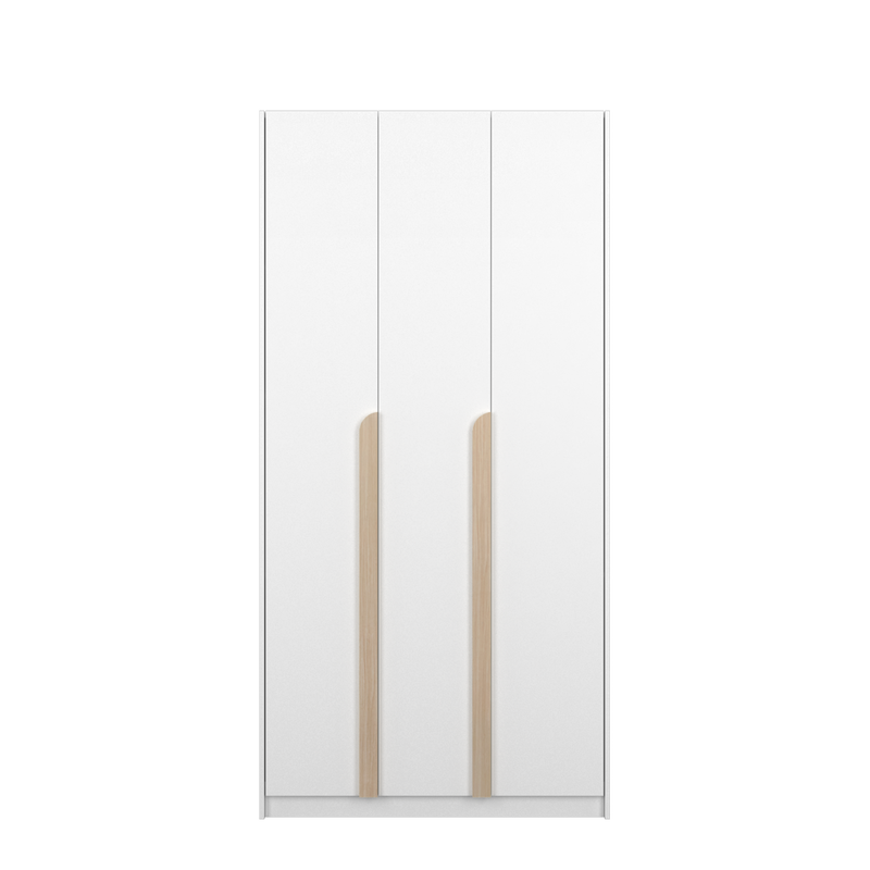 3FT 3 Door Wardrobe Particle Board with Hanging Rod-HMZ-FN-WD-S3015-WT