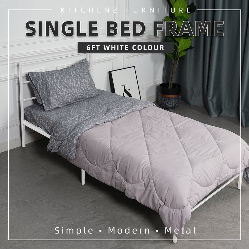 (Self-assembly) HomeZ Single Bed Frame Powder Coat Metal Metal Bed Frame-FYSB0005