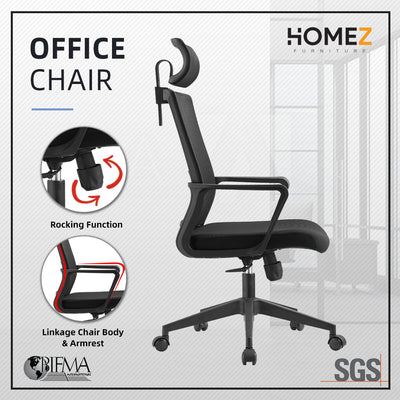 Emma High Back Mesh Office Chair with Ergonomic Design / Black - OC-HB-EMMA-BK+BK
