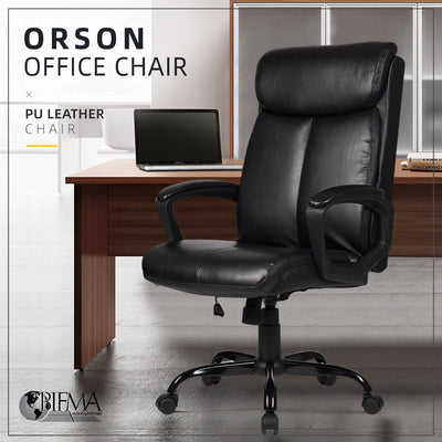 (Ready Stock) Orson High Back PU Leather Office Chair / Executive Chair / Ergonomic Design - OC-CS-2191-BK+BK
