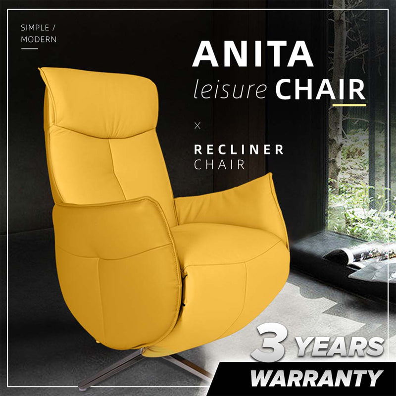 Anita Ergonomic / Recliner Chair / Recliner Sofa / Leather / PU Leather / Yellow / Brown - HMZ-SF-UE-ANITA