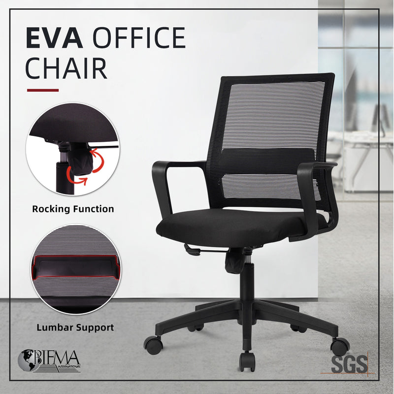 (Highly Recommended WFH Office Chair) EVA Mesh Office Chair with Ergonomic Design - HMZ-OC-MB-EVA