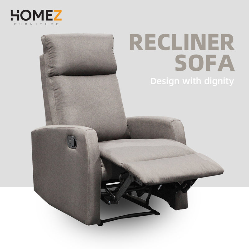 (Free Installation) 2FT Fabric/TPU Recliner Sofa 1 Seater Recliner Grey Clay Brown Blue Cream-530/533