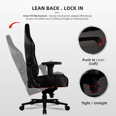 GTGAMEZ Asgard High Back Gaming Chair Adaptive Lumbar System - HMZ-GC-DJ-0064-BK+BK