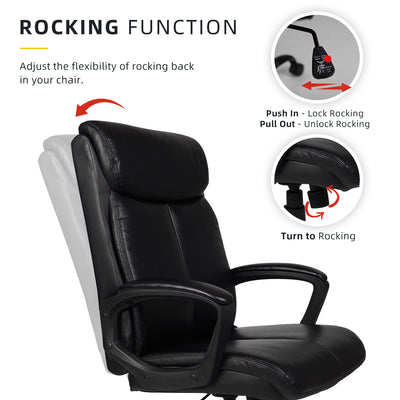 (Ready Stock) Orson High Back PU Leather Office Chair / Executive Chair / Ergonomic Design - OC-CS-2191-BK+BK