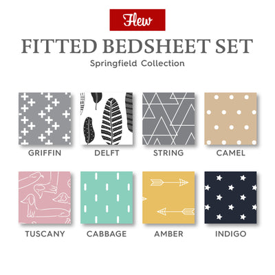 Flew Springfield Collection Premium Fitted Bedsheet Set/Single/Super Single/Queen/King [NEW ARRIVAL]
