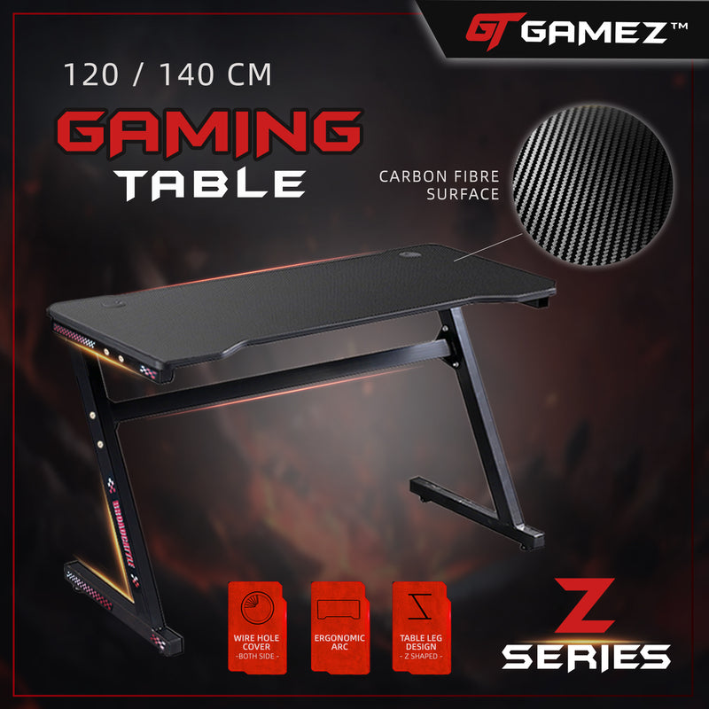 GTGAMEZ Z Series Carbon Fiber Surface With Modern Simple E-sports Gaming Table / Gaming Desk - HMZ-GT-JF-14060-ZL-BK