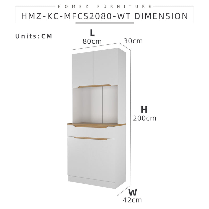 (Self-assembly) Situra Series Kitchen Cabinets Tall Unit Kitchen Storage Kitchen Cabinet - MFCS2080-WT