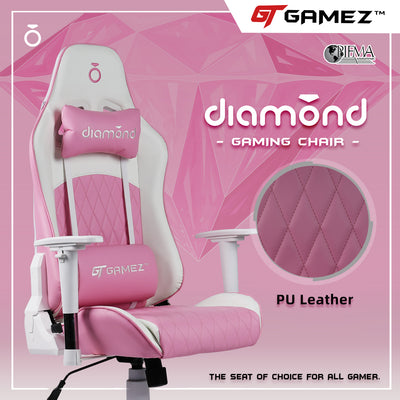 GTGAMEZ Diamond High Back PU Leather / Mesh Back Gaming Chair with Ergonomic Design - HMZ-GC-DJ-0083