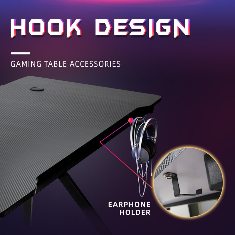 GTGAMEZ K Series LED Lighting Carbon Fiber E-sports RGB Gaming Table / Gaming Desk-HMZ-GT-JF-12060/14060-KL-BK-LED