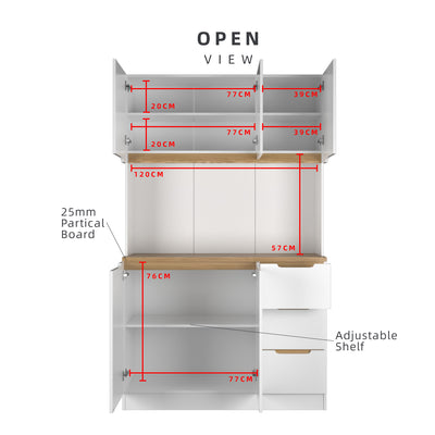 (Self-assembly) Situra Series Kitchen Cabinets Tall Unit  Kitchen Storage - MFCS2012-WT