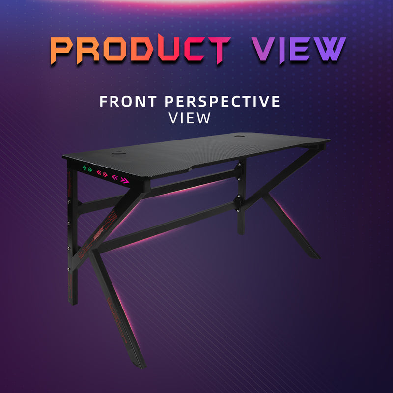 GTGAMEZ K Series LED Lighting Carbon Fiber E-sports RGB Gaming Table / Gaming Desk-HMZ-GT-JF-12060/14060-KL-BK-LED