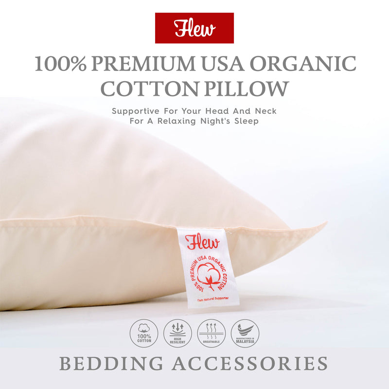 Flew Cloudfy Series Premium USA Organic Cotton Pillow 19 inch x 29 inch x 1.5 kg