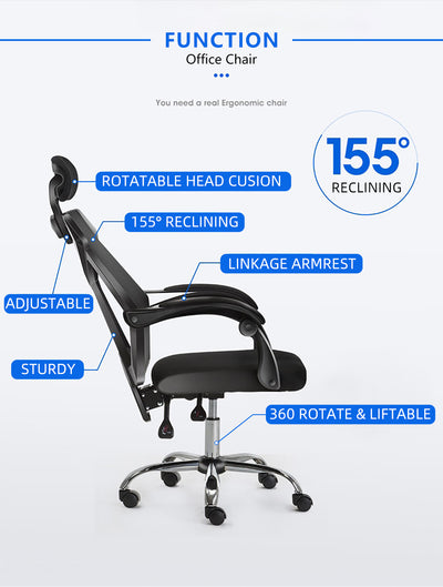 High Back Mesh Office Chair with Ergonomic Design & Chrome Leg - GMZ-GC-YG-230
