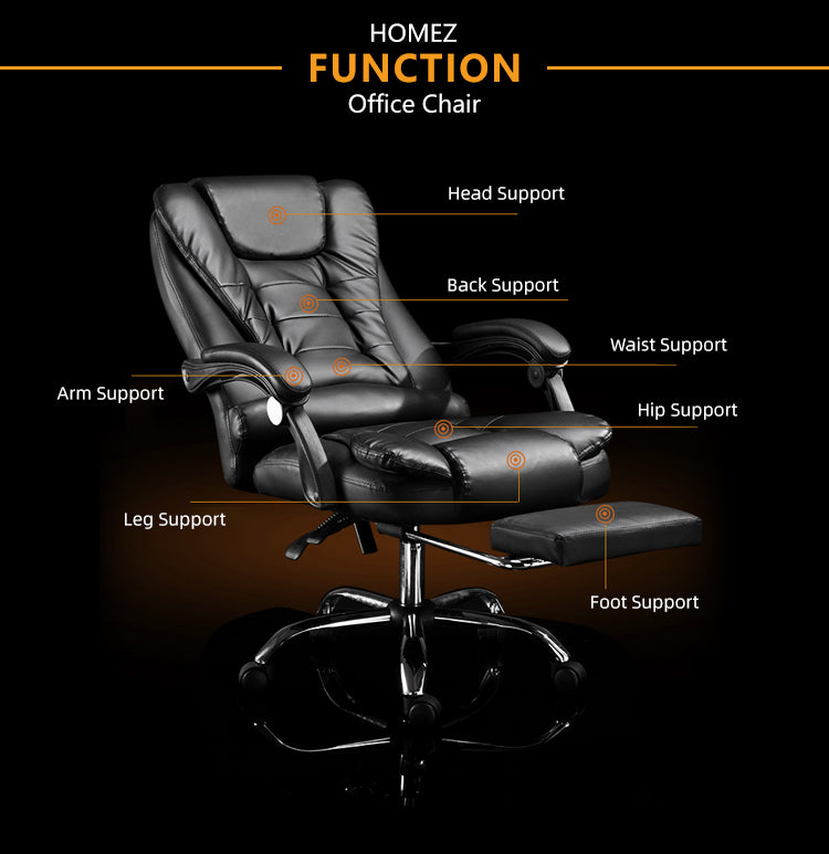 BLACK Office Chair GMZ-GC-YG-809-6BK Video Game Chair with Ergonomic Backrest and Seat Height Adjustment Footrest
