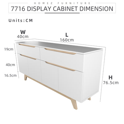 5.5FT Simona Series Display Cabinet Modernist Design - HMZ-FN-DC-7716-WT