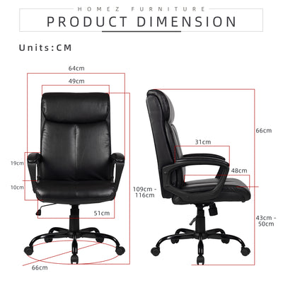 (Ready Stock) Orson High Back PU Leather Office Chair / Executive Chair / Ergonomic Design - OC-CS-2191-BK+BK