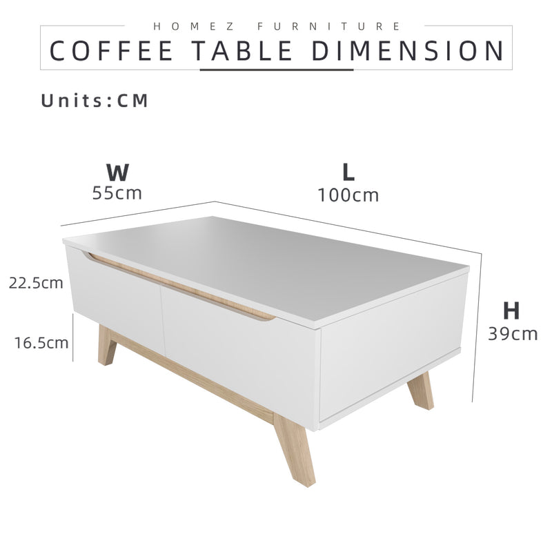 3.5FT Simona Series Coffee Table Modernist Design - HMZ-FN-CT-1396-WT