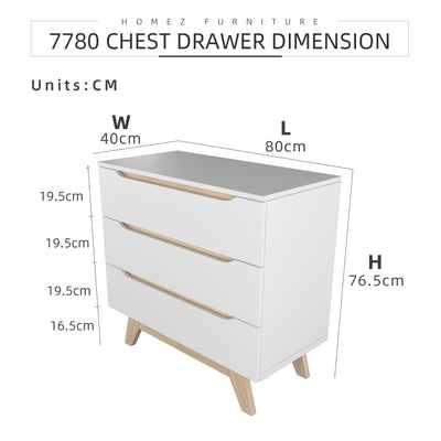 3FT Simona Series Chest Drawer Modernist Design - HMZ-FN-CD-7780-WT
