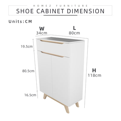 3FT Simona Series Shoe Cabinet Modernist Design Shoe Rack  - HMZ-FN-SR-1186-WT
