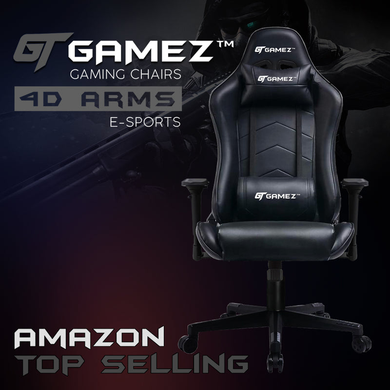 GTGAMEZ Gaming Chair GMZ-GC-YG-725 Racing Video Game Chair with Ergonomic Backrest and Seat Height Adjustment and Pillow