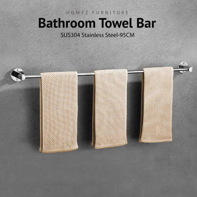 95CM SUS304 Stainless Steel Bathroom Single Towel Bar Wall Mounted Towel Hanger Rod Bar - HMZ-BRTB-LY9801-100