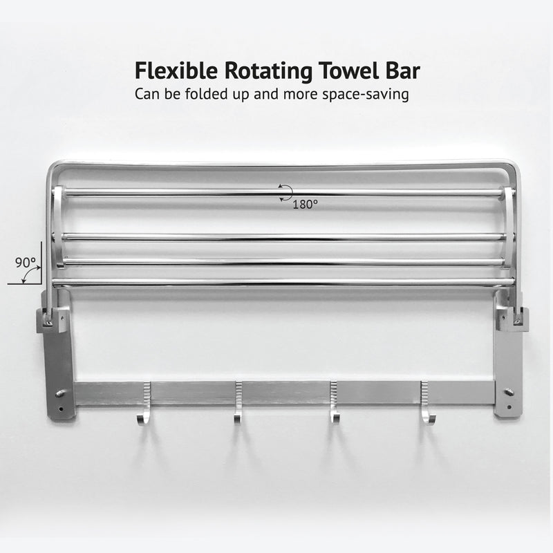 60CM Bathroom Foldable Towel Rack Shelf HMZ-BRTR-LY9806-60 Aluminium Tower Bar