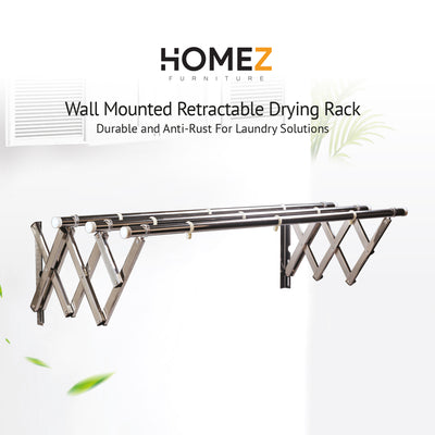 (Self Assembly) 1M/1.5M Anti Rust Stainless Steel Wall-Mount Retractable Drying Rack Cloth Hanger -HMZ-DR-AY101