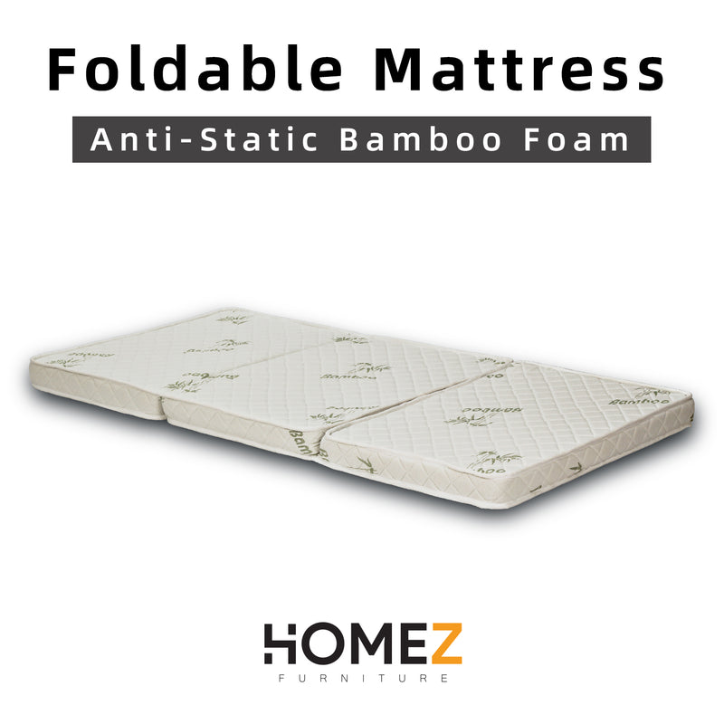 3 inch Foldable Anti-Static Bamboo Foam Mattress with Portable Carry Bag - Single