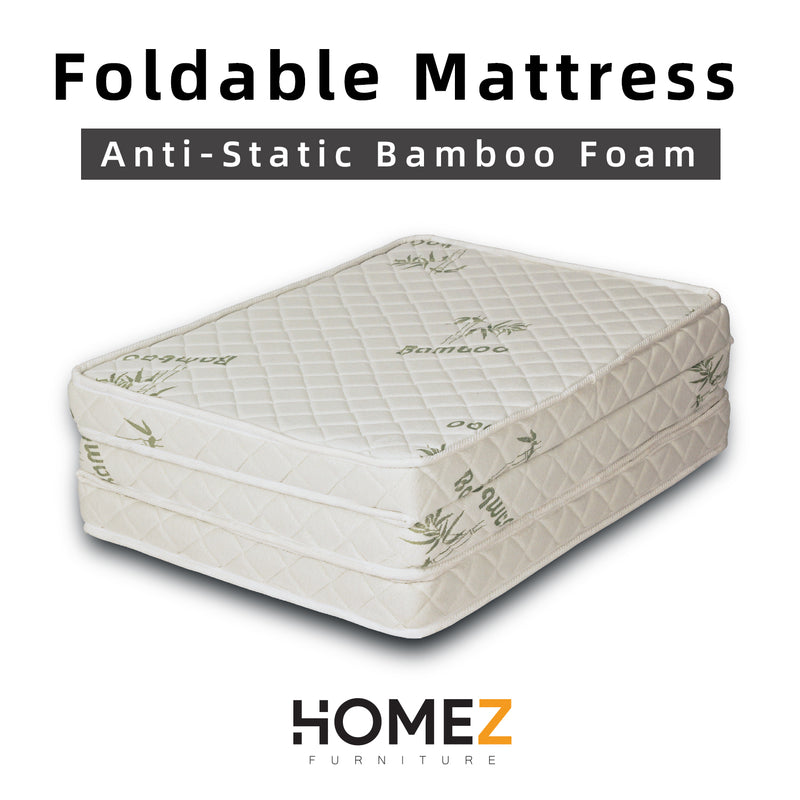 3 inch Foldable Anti-Static Bamboo Foam Mattress with Portable Carry Bag - Single