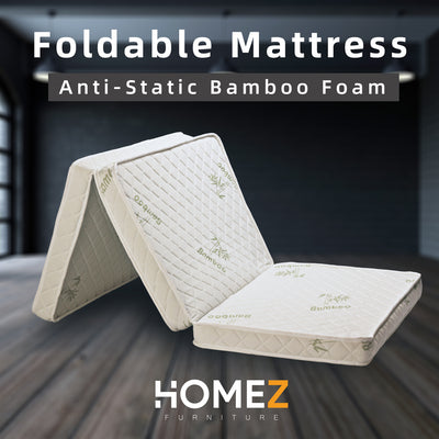 3 inch Foldable Anti-Static Bamboo Foam Mattress with Portable Carry Bag - Single