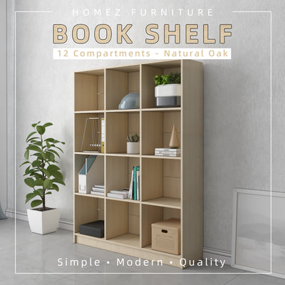 Book Shelf Book Rack Divider Cabinet with 12 Compartments - HMZ-FN-BS-1003
