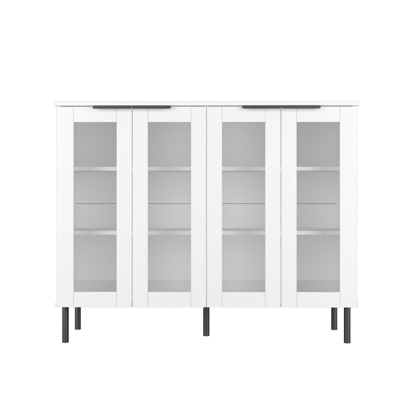 Glass Door Storage Cabinet Display Cabinet 2 Doors / 4 Doors - M8060/M8120-WT