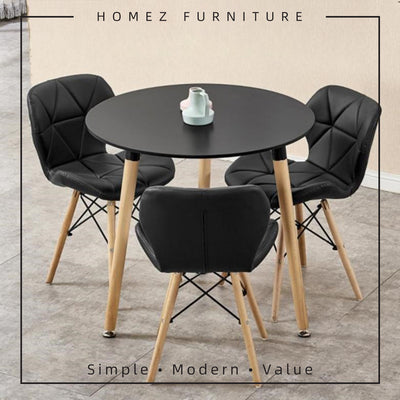 80CM Round Table Modern Dining Table / Writing Table - HMZ-FN-DT-T80(8075)+HMZ-DC-A304B