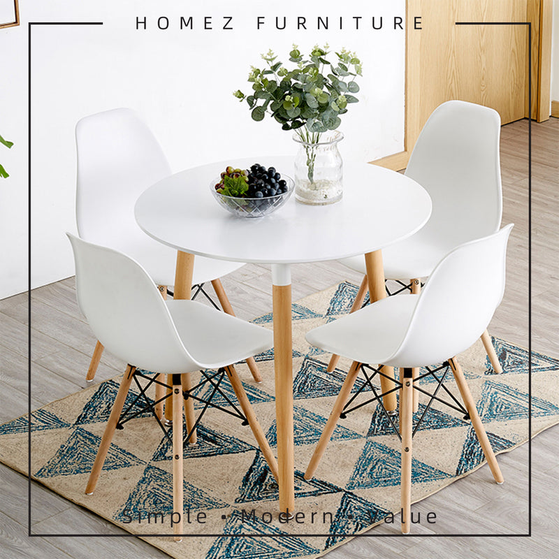 80CM Round Table Modern Dining Table / Writing Table - HMZ-FN-DT-T80(8075)+HMZ-DC-A304B