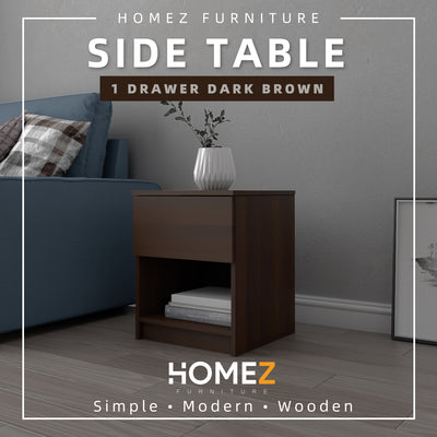 1.5FT Side Table With 1 Drawer and 1 Open Storage Shelf - HMZ-FN-ST-7005