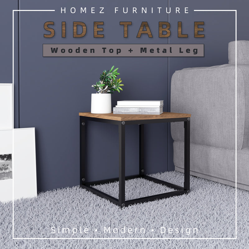 (Self-assembly) Noble Series Modernist Design Side Table with Metal Leg - HMZ-FN-ST-N4040-CN