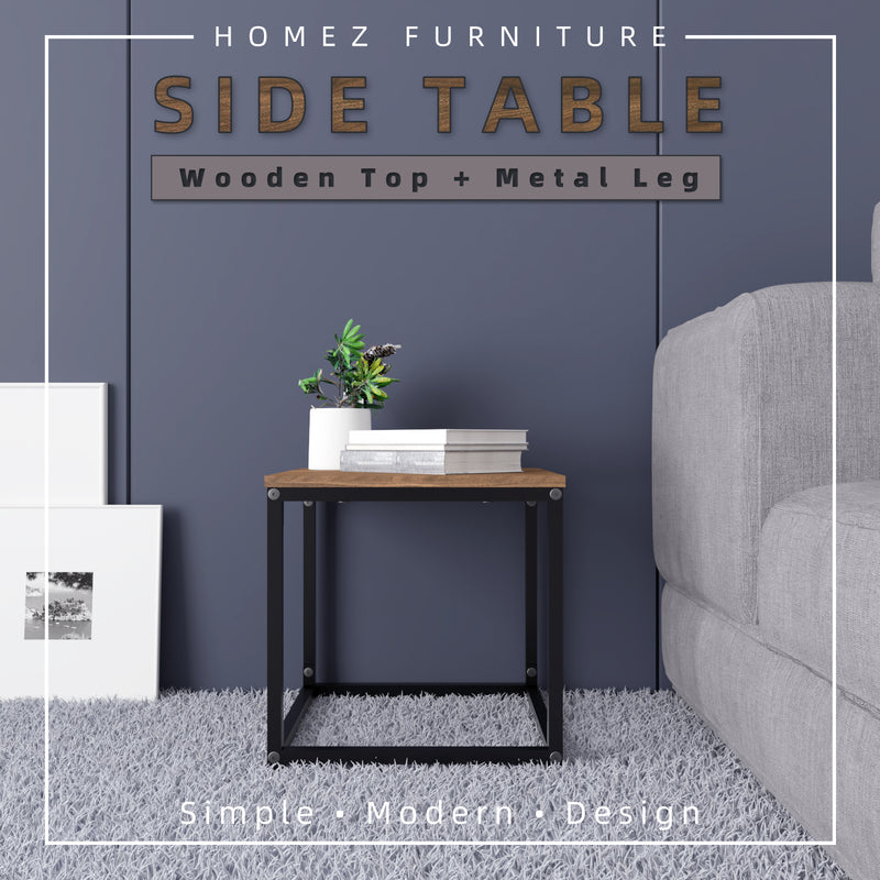 (Self-assembly) Noble Series Modernist Design Side Table with Metal Leg - HMZ-FN-ST-N4040-CN