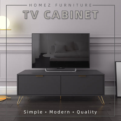 (Self-assembly) 4FT Stellate Series Tv Cabinet Modern Design Tv Rack / Console with Metal Leg - TC-1200-DGY