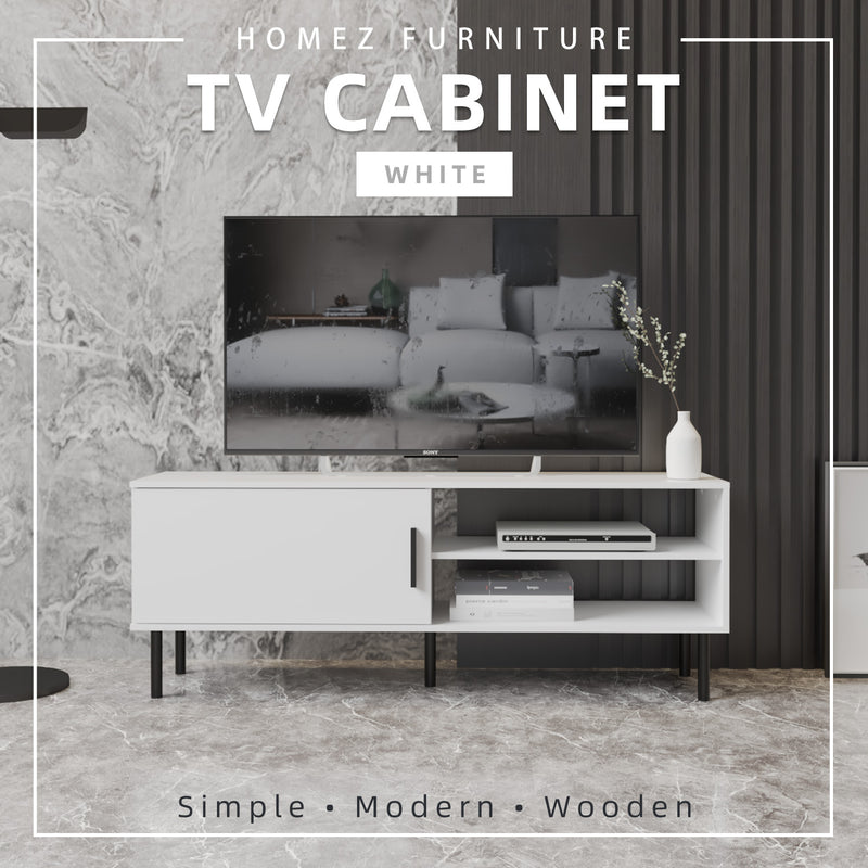 4FT LEGEND TV Cabinet with PVC Leg White Colour Modernist Design - HMZ-FN-TC-5914-WT