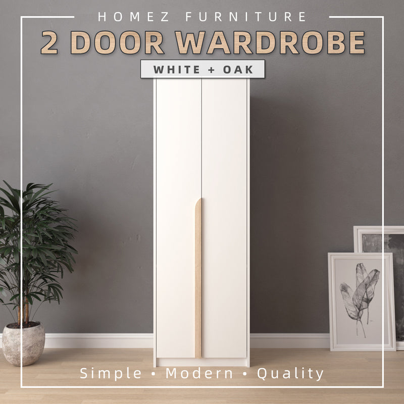 2FT Simona Series 2 Door Wardrobe - HMZ-FN-WD-S3011-WT