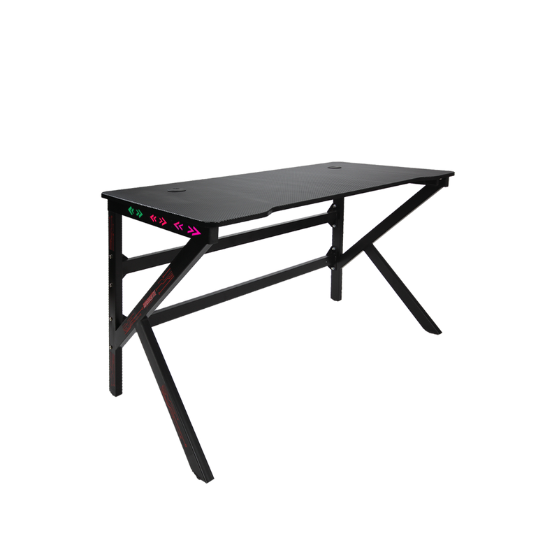 GTGAMEZ K Series LED Lighting Carbon Fiber E-sports RGB Gaming Table / Gaming Desk-HMZ-GT-JF-12060/14060-KL-BK-LED