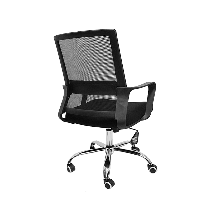 (Self-assembly) Mesh Office Chair with Ergonomic Design & Chrome Leg - Black