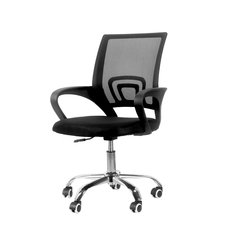 Mesh Office Chair HMZ-OC-MB-6020 with Ergonomic Design & Chrome Leg  - Black
