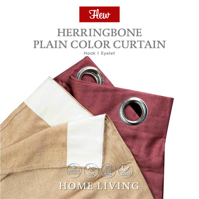 Flew Herringbone Plain Color Blackout Curtain Panel 100cm X 250cm