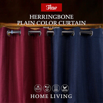 Flew Herringbone Plain Color Blackout Curtain Panel 100cm X 250cm