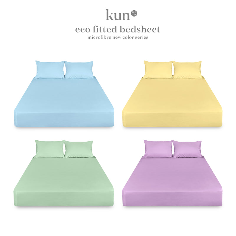 (NEW ARRIVAL) Kun New 100% Polyester Microfiber Fitted Bedsheet (Single / Super Single / Queen / King)