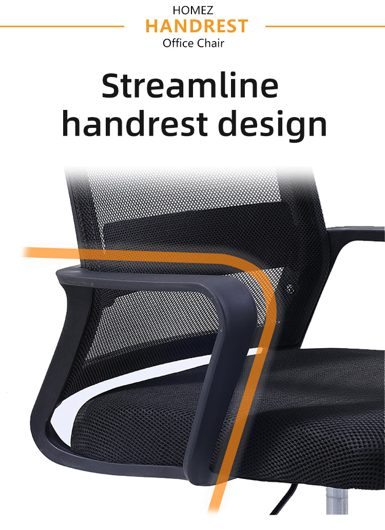 (Self-assembly) Mesh Office Chair with Ergonomic Design & Chrome Leg - Black